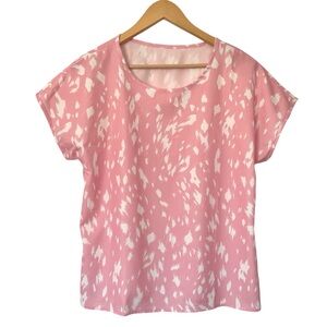 Pink Abstract Print Blouse vacation travel resort feminine coastal Medium